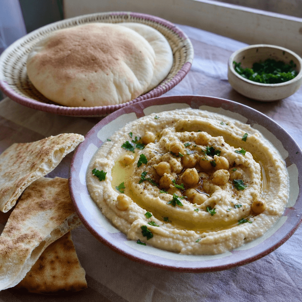 Hummus mit Tahini und Brot