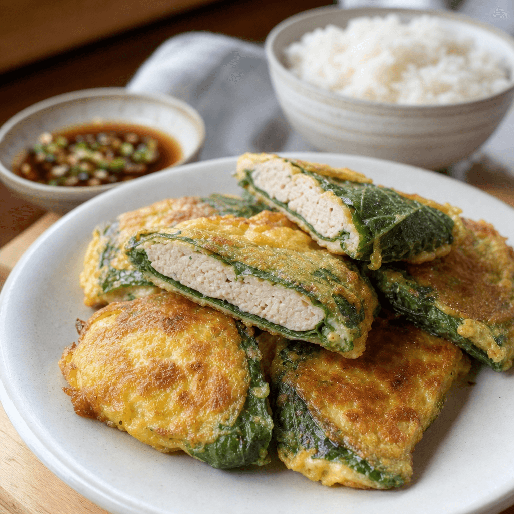 Kids-Friendly Perilla Leaf Chicken Breast Tofu Pancakes