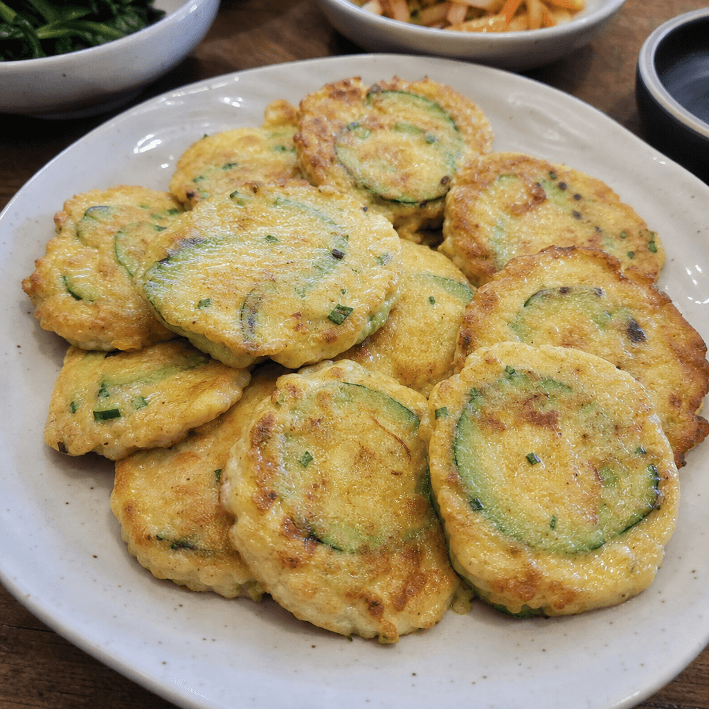 Zucchini-Tofu-Pfannkuchen mit Garnelenpaste
