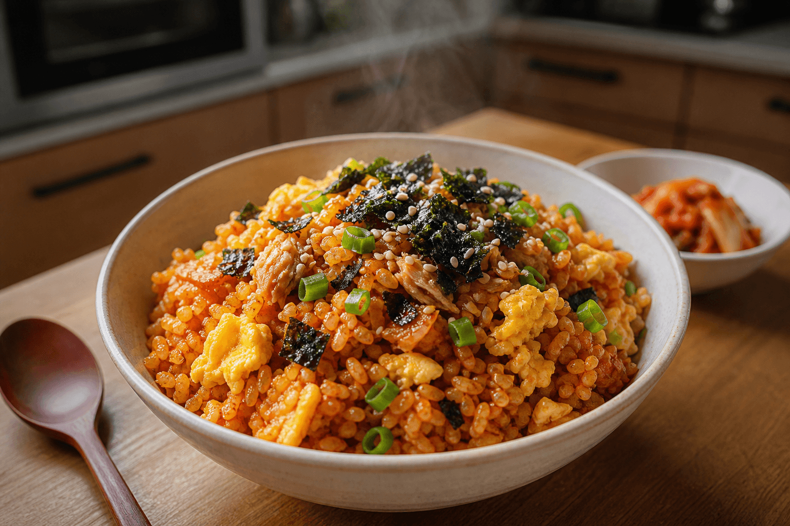 12-Minute Spicy Tuna Kimchi Fried Rice After Work
