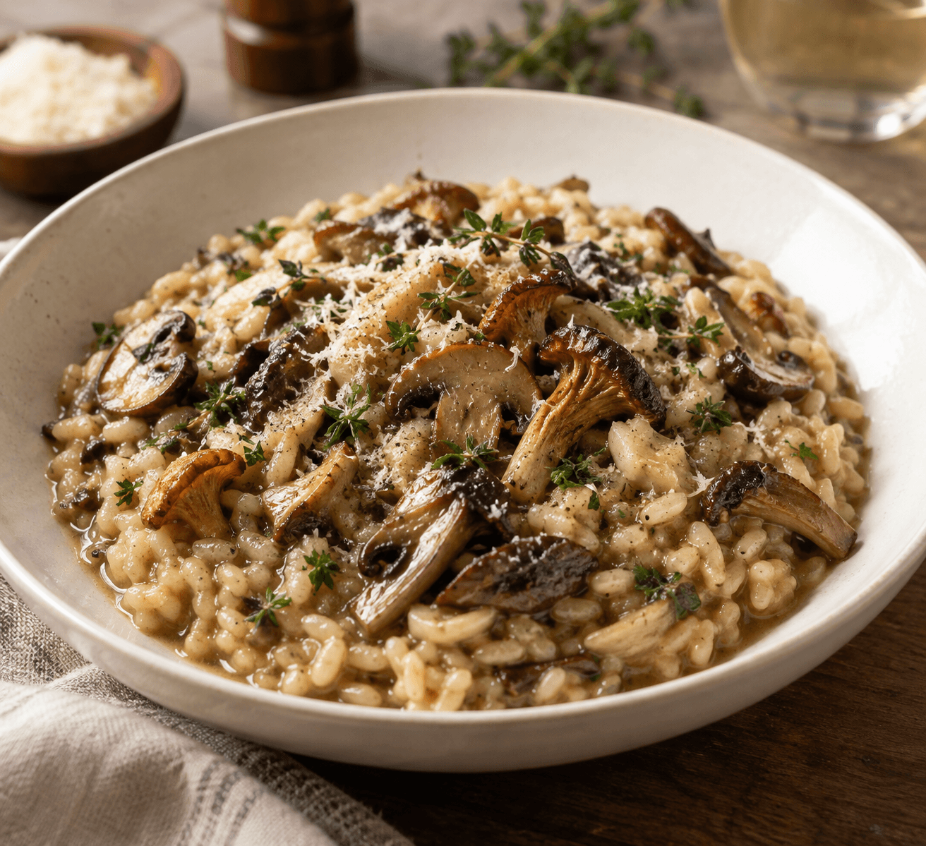 Browned Mushroom Risotto with Thyme