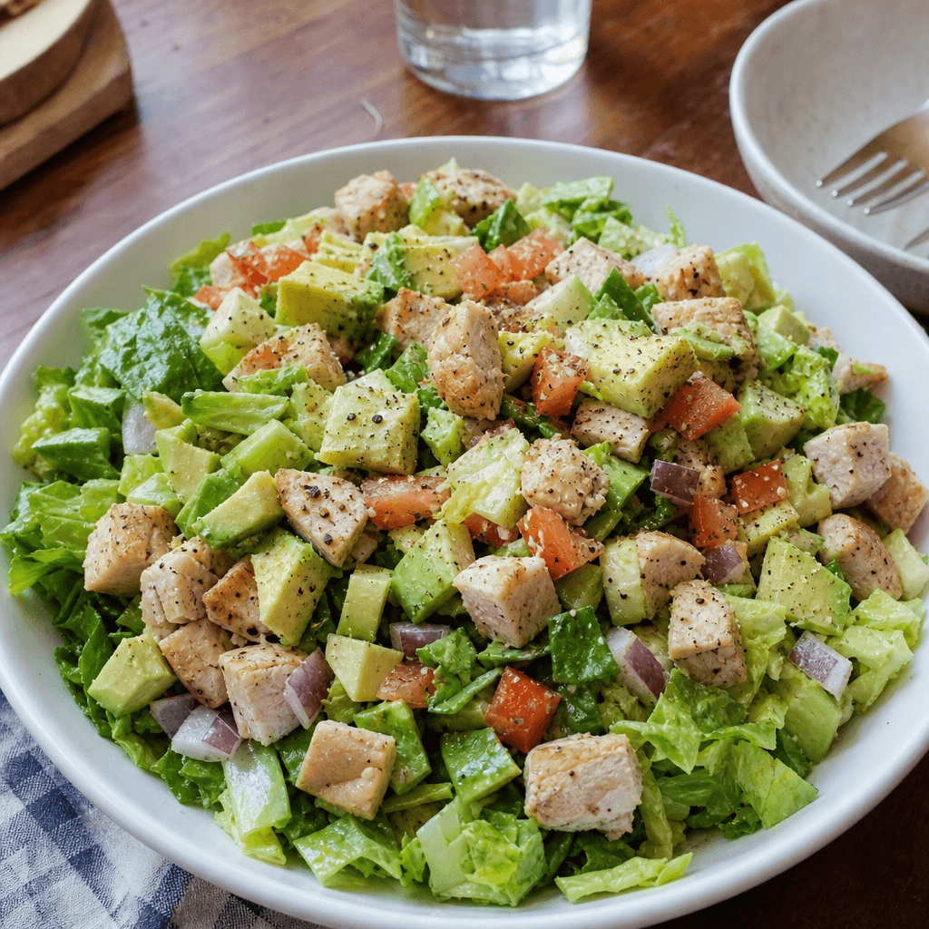 Hühnchen-Avocado-Geschnetzelter Salat