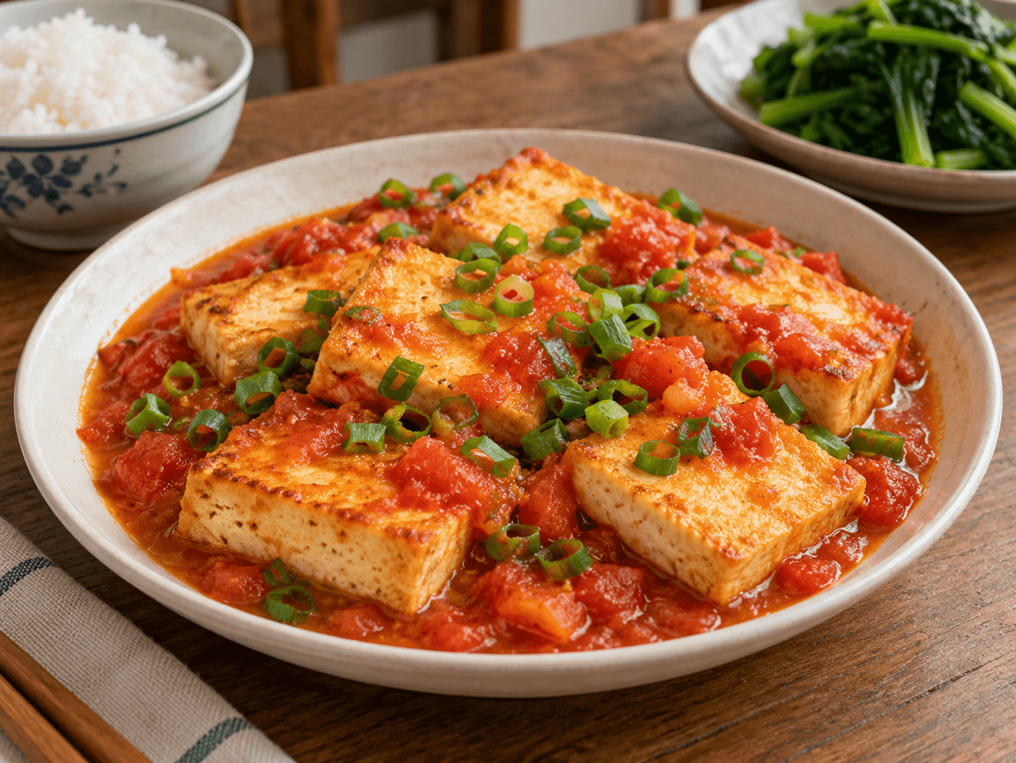 Vietnamese Tomato Tofu with Spring Onions