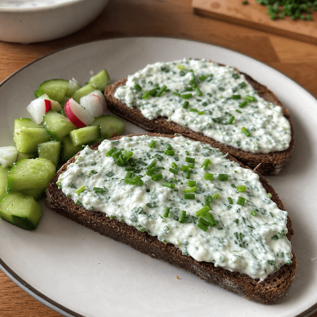 Roggenbrot-Stullen mit Kräuterquark