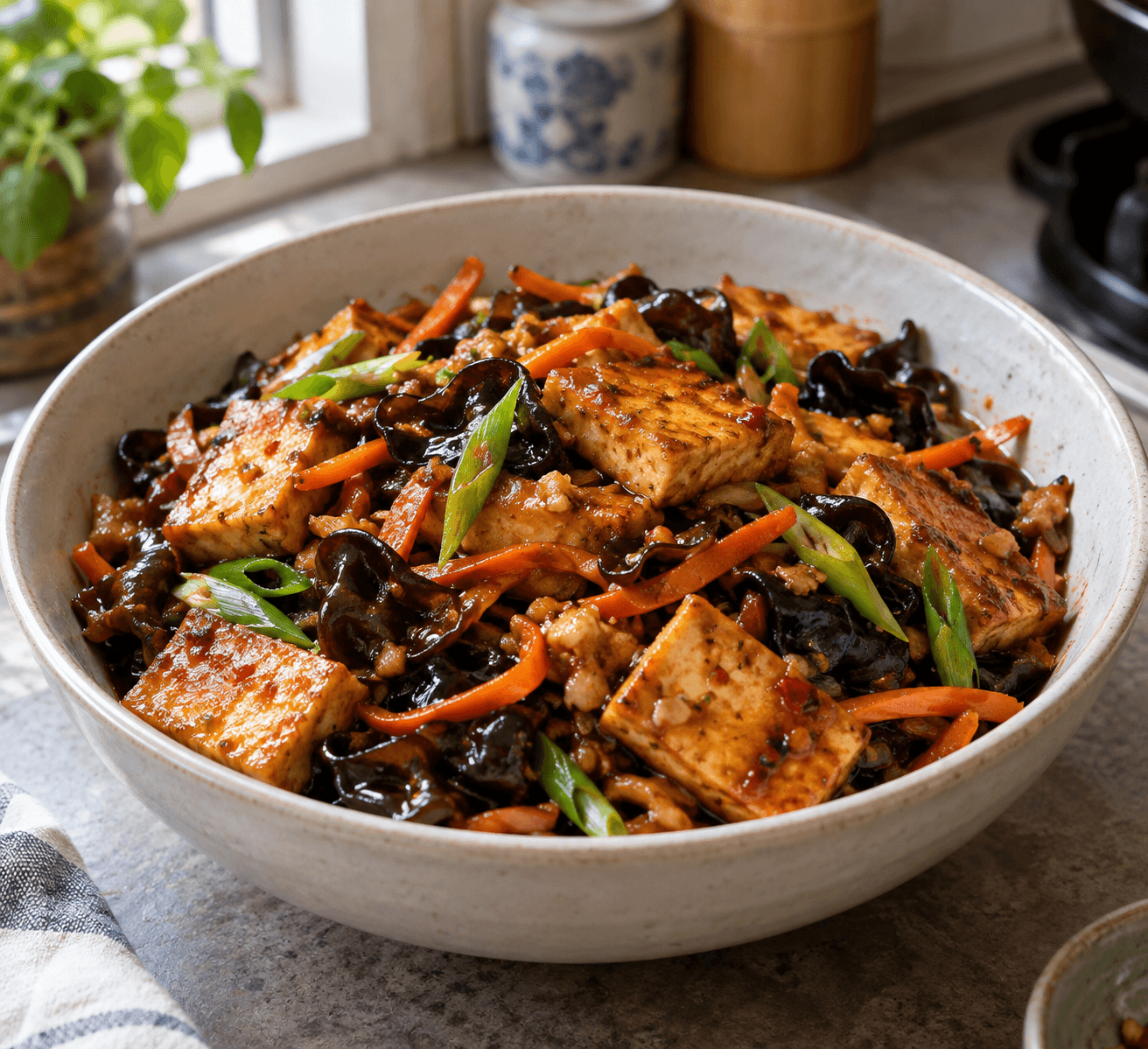 纯素鱼香豆腐:酸甜微辣又下饭